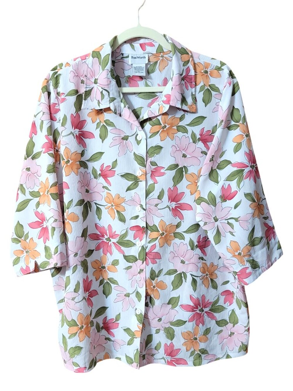 BonWorth Button Front Floral Blouse - Size XLP (2X)